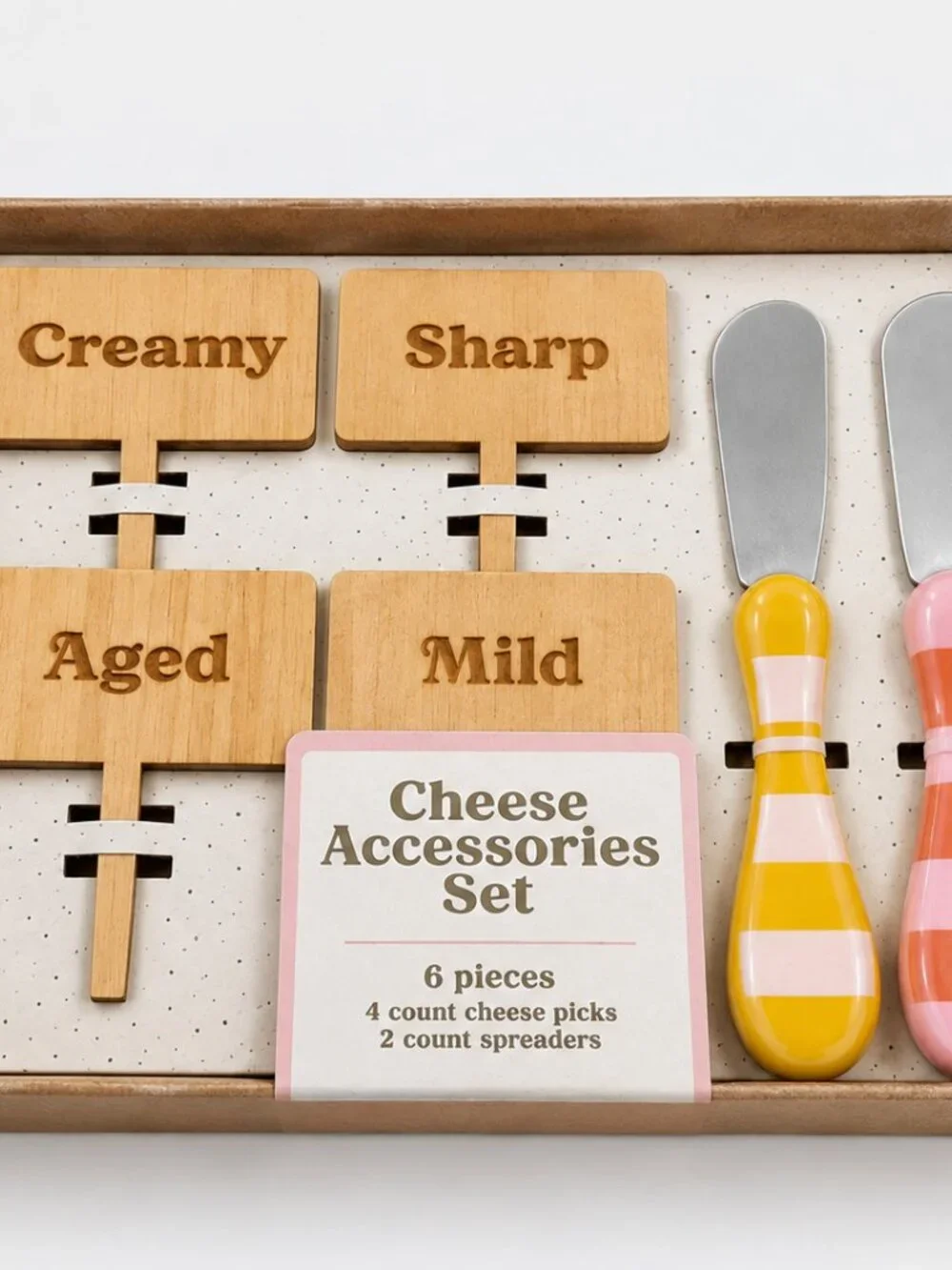 Colorful 6-Piece Cheese Board & Charcuterie Accessories Set